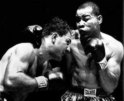 Joe Louis and Rocky Marciano at Madison Square Garden, 1951